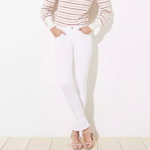 Loft Mid Rise Modern Skinny White Jeans - Picture 2 of 7